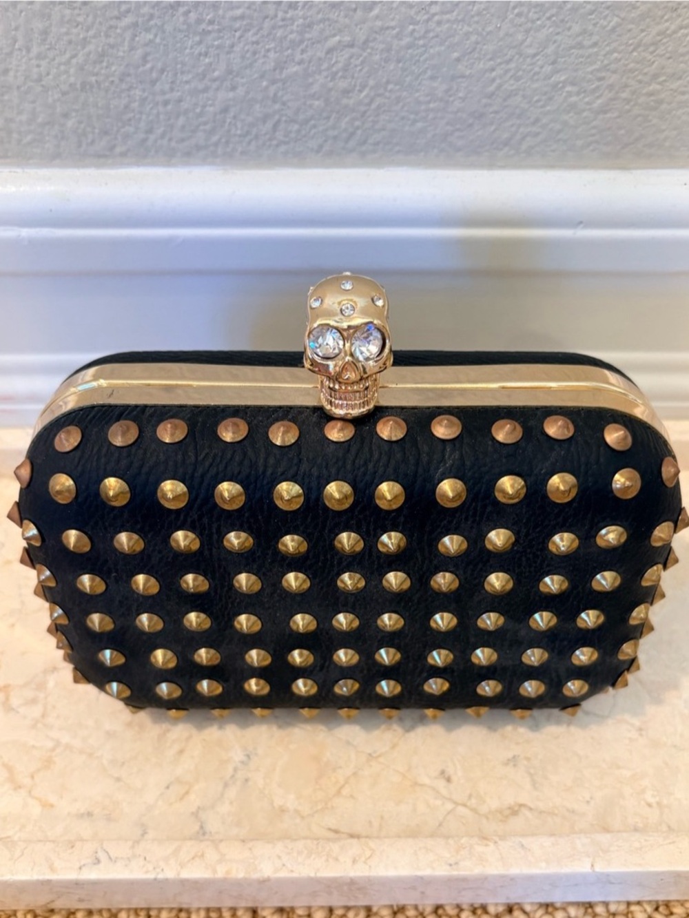 Gold and Black Nine West Inspired Cesca Studded Clutch